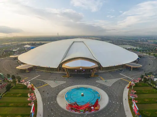 Photo 5: Interior · Aerial view of the Kim Quy exhibition hall at the Vietnam Exposition Center (VEC), Đông Anh, Hanoi, Vietnam