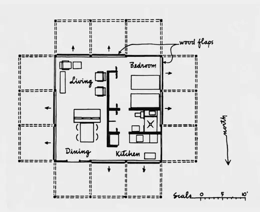 Photo 2: Plan · Architectural floorpan for the Walker Guest House, by Paul Rudolph