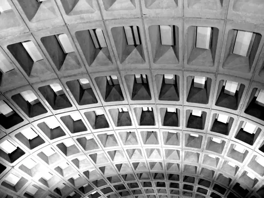 Photo 6: Detail · Coffered arch ceiling at Metro Center station in Washington, DC