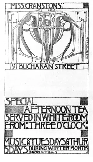 Photo 3: Exterior · drawing, poster design for Miss Cranston's Tearooms 