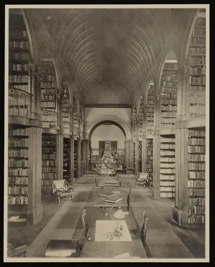 Photo 5: Interior · Title: Book room, Woburn Public Library, Woburn, Mass