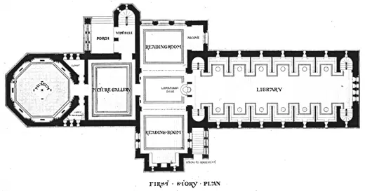 Photo 7: Plan · First story plan, Winn Memorial Library, Woburn, Massachusetts, USA