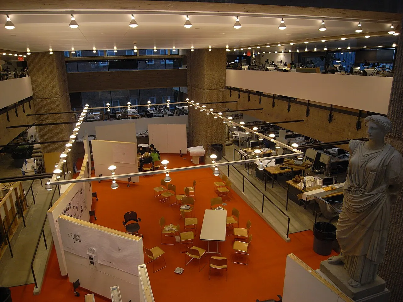 Yale Art and Architecture Building: Interior · Review pit on the 4th floor of Rudolph Hall (formerly Art & Architecture Building), Yale University